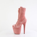 Velvet 20 cm FLAMINGO-1045VEL Rose ankle boots high heels + protective toe caps