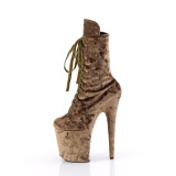 Velvet 20 cm FLAMINGO-1045VEL khaki ankle boots high heels + protective toe caps