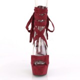 Vinröd Konstläder 15 cm DELIGHT-679 högklackade skor med ankelband