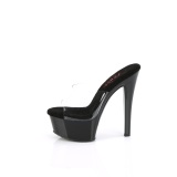 Vinyl 15 cm GLEAM-601 Black mules high heels