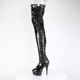 Vinyl crotch 15 cm DELIGHT-4050 Black overknee high heel boots