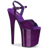 Violett 20 cm FLAMINGO-809GP glitter platå high heels