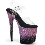 Violett 20 cm FLAMINGO glitter plat high heels