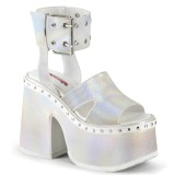 Vit 13 cm Demonia CAMEL-102 lolita sandaler med platå