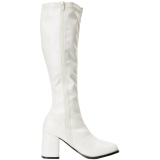 Vit Konstl�der 7,5 cm GOGO-300 H�ga Damst�vlar f�r M�n