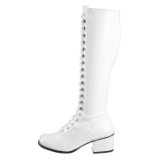 Vita lackstövlar snörstövlar 5 cm Lack - 70 tal hippie disco gogo boots