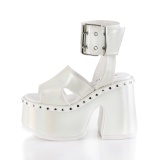 White 12,5 cm Demonia CAMEL-102 lolita platform sandals