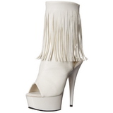 White Konstl�dere 15 cm DELIGHT-1019 womens fringe ankle boots high heels