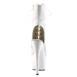White Konstldere 18 cm ADORE-1016 Open Toe Platform Ankle Calf Boots