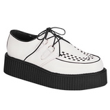 White Leather 5 cm CREEPER-402 Platform Mens Creepers Shoes