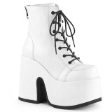 White Leatherette 13 cm DEMONIA CAMEL-203 goth ankle boots