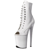 White Patent 20 cm FLAMINGO-1021 womens platform soled ankle boots