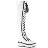 White Patent 5 cm EMILY-375 overknee boots with laces