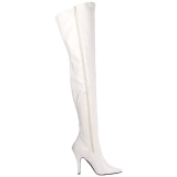 White Shiny 13 cm SEDUCE-3000 Thigh High Boots for Men