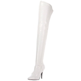 White Shiny 13 cm SEDUCE-3000 Thigh High Boots for Men