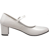 White Shiny 5 cm SCHOOLGIRL-50 Low Heeled Classic Pumps Shoes