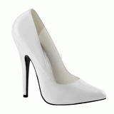 White Varnished 15 cm DOMINA-420 pointed toe high heel stilettos