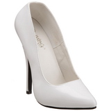 White Varnished 15 cm DOMINA-420 pointed toe high heel stilettos