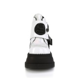 White Vegan 12 cm STOMP-15 lolita ankle boots wedge platform