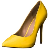 Yellow Neon 13 cm AMUSE-20 pointed toe stiletto pumps