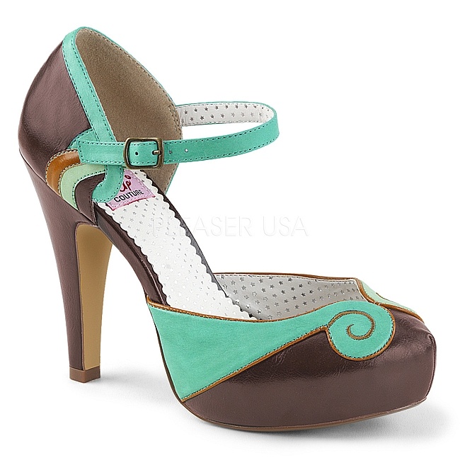 Pleaser BETTIE-17 brun plat�skor retro vintage med dold plat� 35 - 36