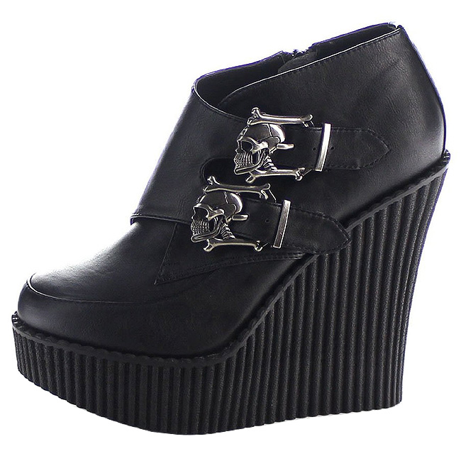 Pleaser CREEPER-306 konstl�der plat�skor med kilklack storlek 35 - 36