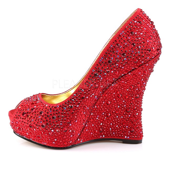 Pleaser ISABELLE-18 strass plat�skor med kilklack storlek 38 - 39